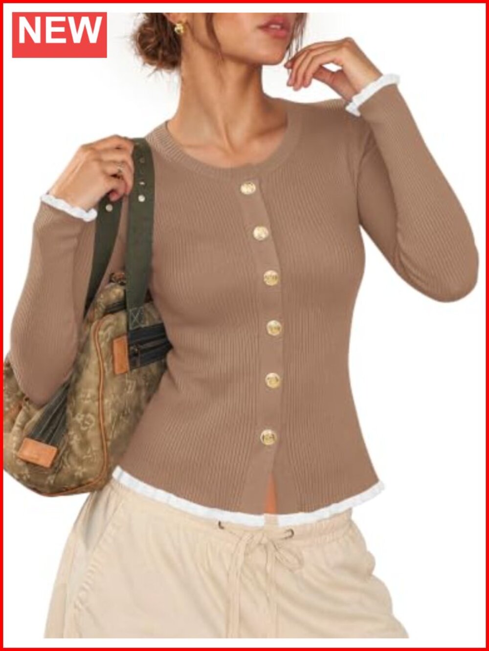 Women's Ruffle Cardigan Lightweight Long Sleeve Sweater